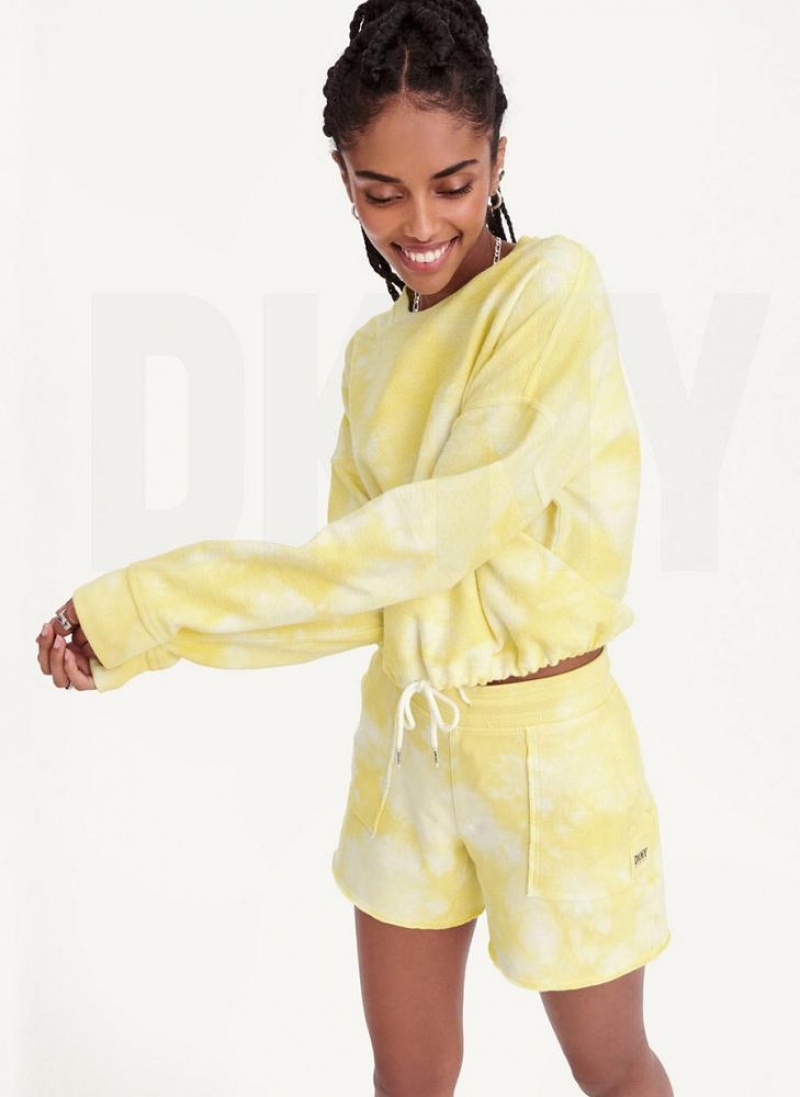 Lemon DKNY Tie Dye Crew Neck Pullover With Tie Women's Sweatshirts | USA-D0203