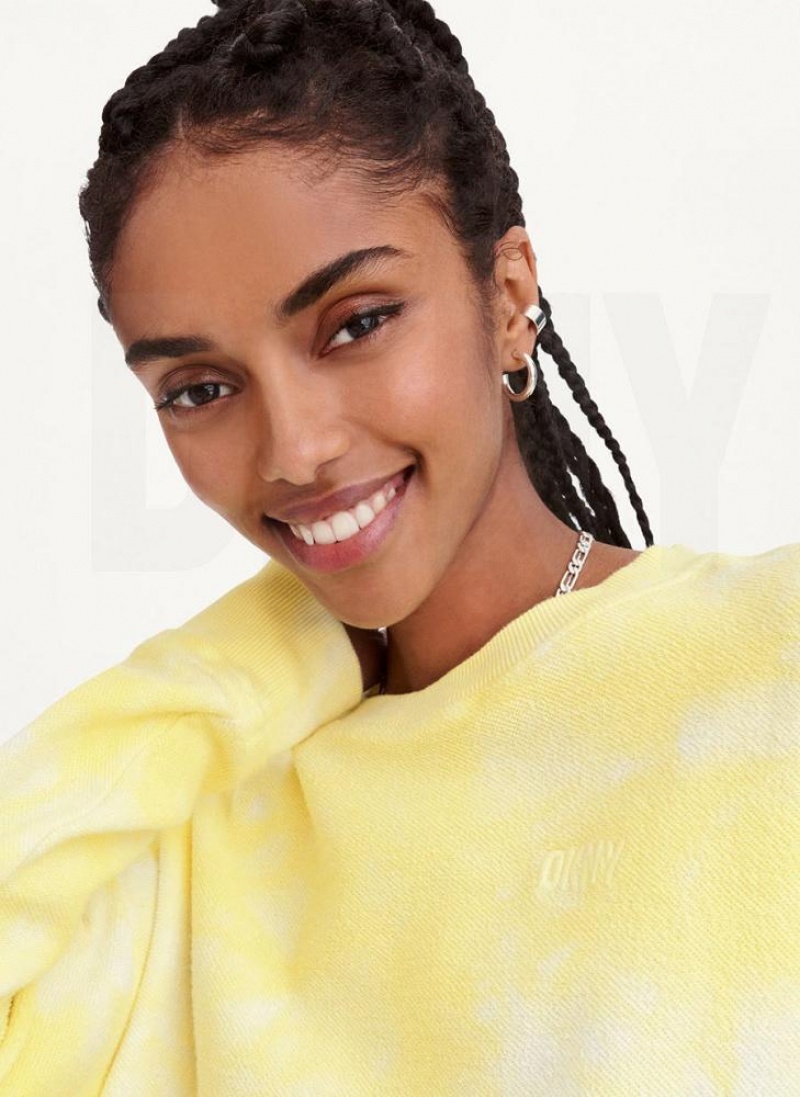 Lemon DKNY Tie Dye Crew Neck Pullover With Tie Women's Sweatshirts | USA-D0203