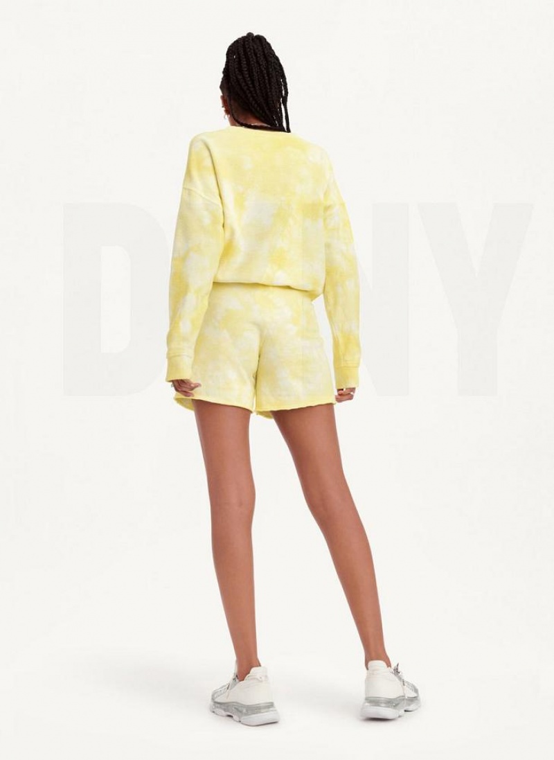 Lemon DKNY Tie Dye Crew Neck Pullover With Tie Women's Sweatshirts | USA-D0203
