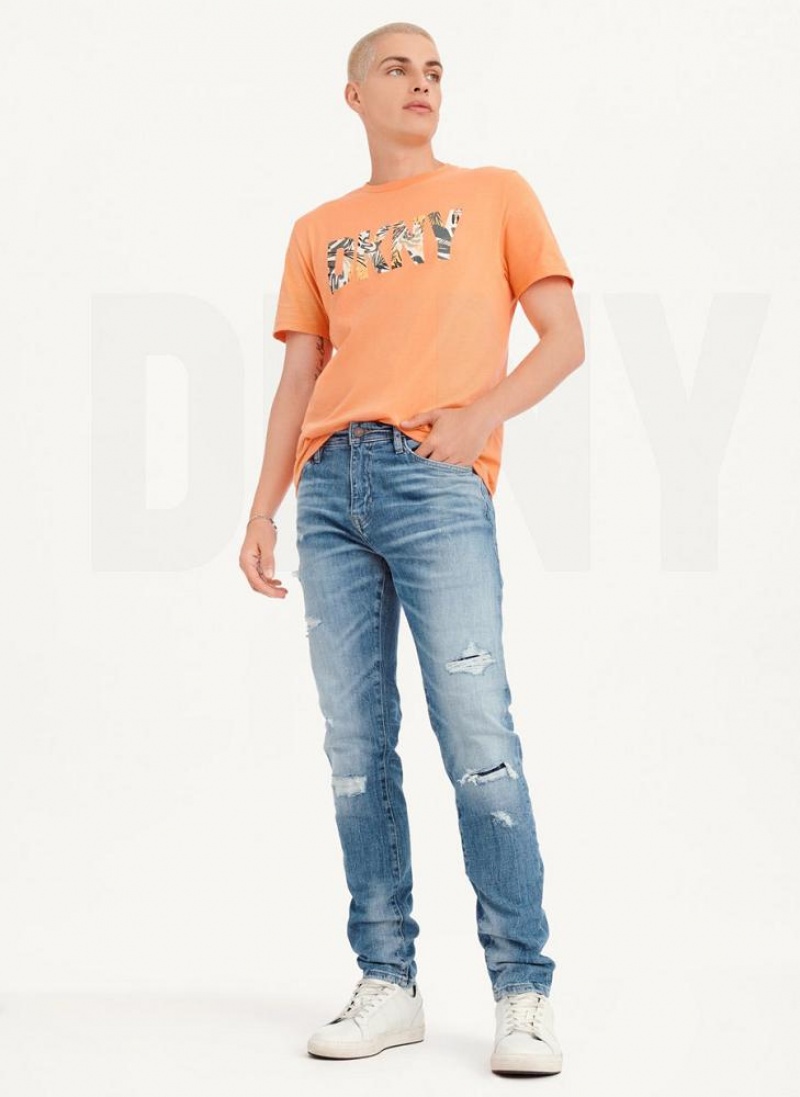 Light Blue DKNY Destructed Denim Men's Jeans | USA-D1737