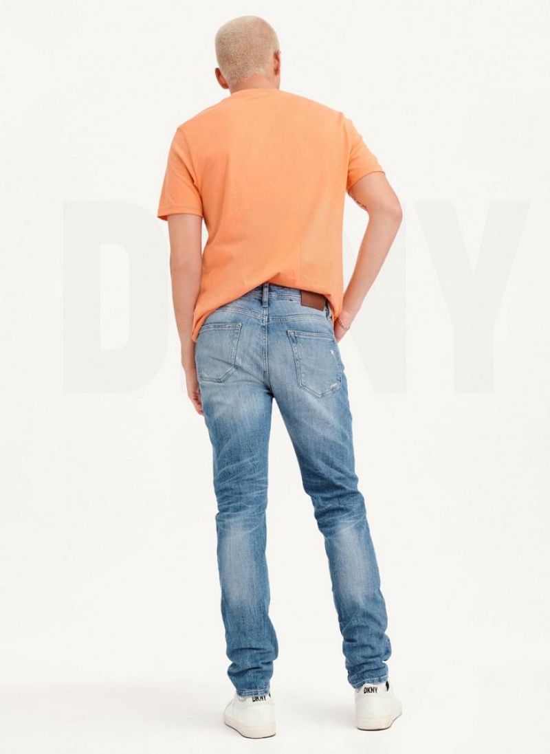 Light Blue DKNY Destructed Denim Men's Jeans | USA-D1737