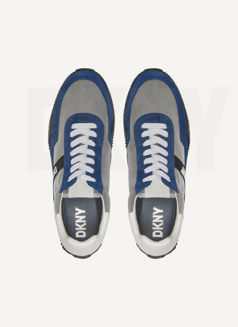 Light Blue DKNY Side Logo Men's Sneakers | USA-D0629