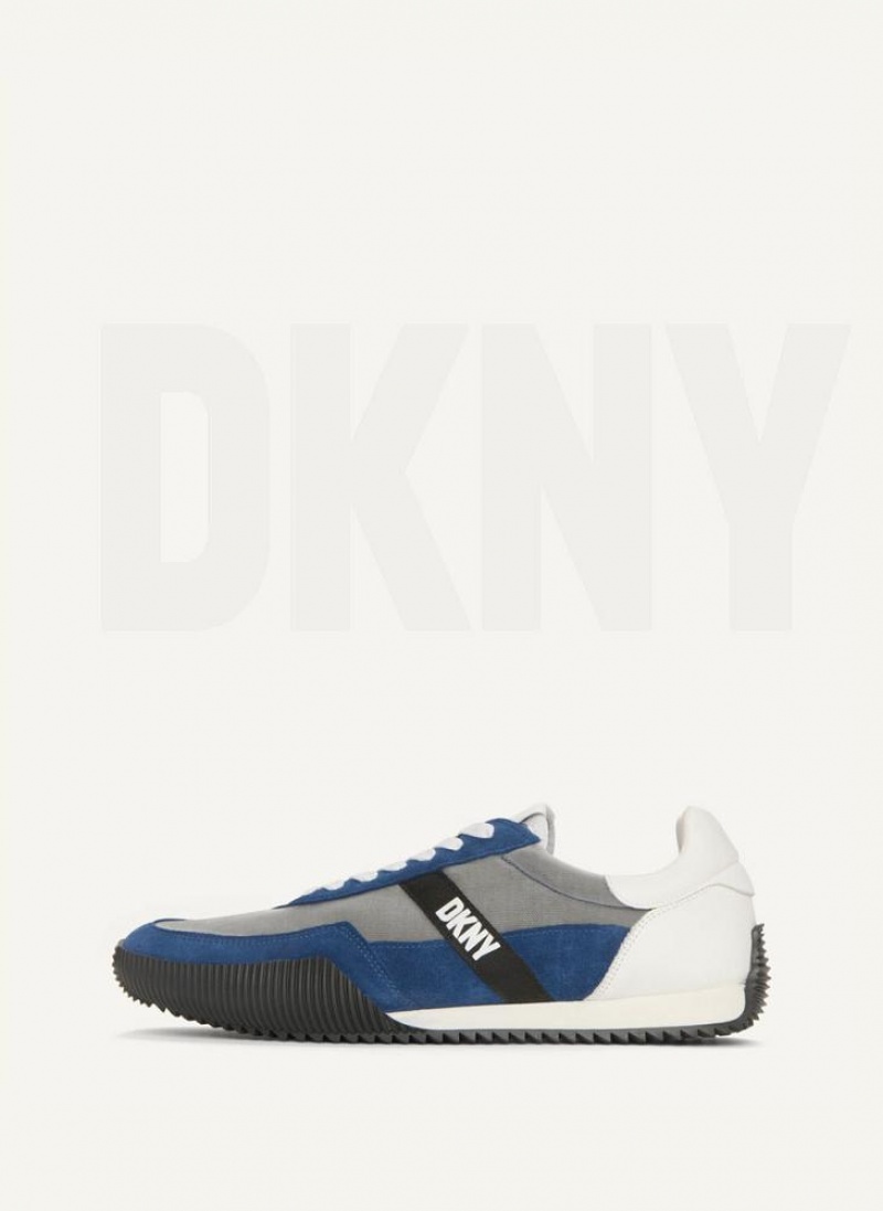 Light Blue DKNY Side Logo Men\'s Sneakers | USA-D0629