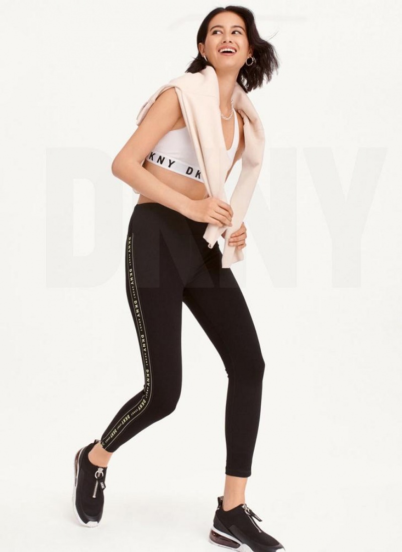 Light Green DKNY High-waisted Logo Taping Women's Leggings | USA-D0403