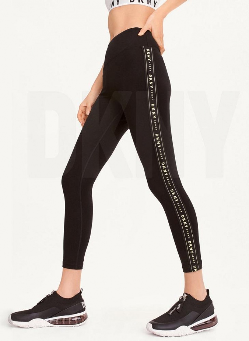 Light Green DKNY High-waisted Logo Taping Women's Leggings | USA-D0403