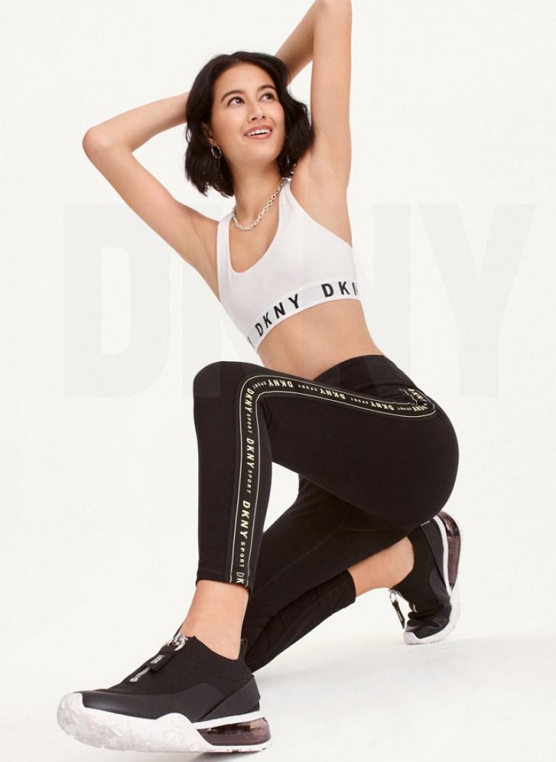 Light Green DKNY High-waisted Logo Taping Women\'s Leggings | USA-D0403