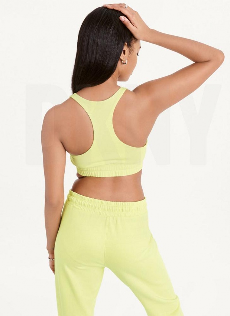 Light Green DKNY Metallic Logo Bralette Women's Tank Tops | USA-D0999