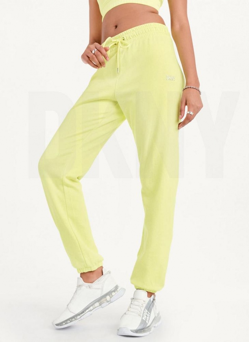 Light Green DKNY Metallic Logo Women's Joggers | USA-D1945