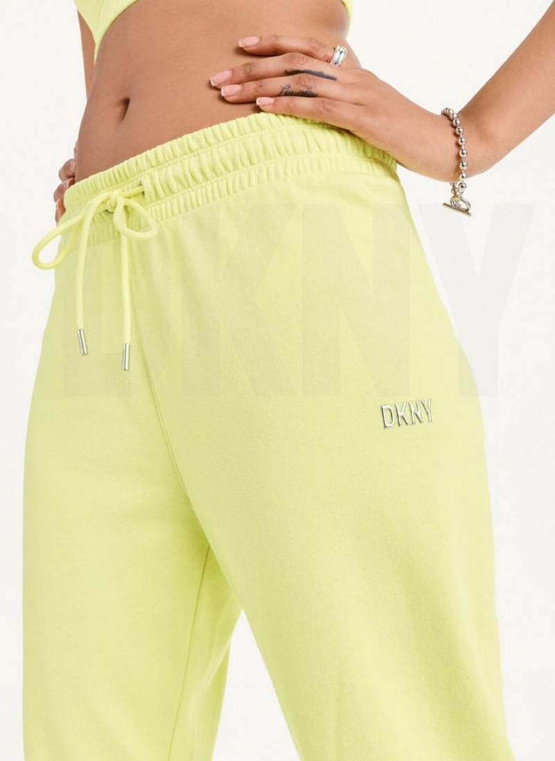 Light Green DKNY Metallic Logo Women's Joggers | USA-D1945