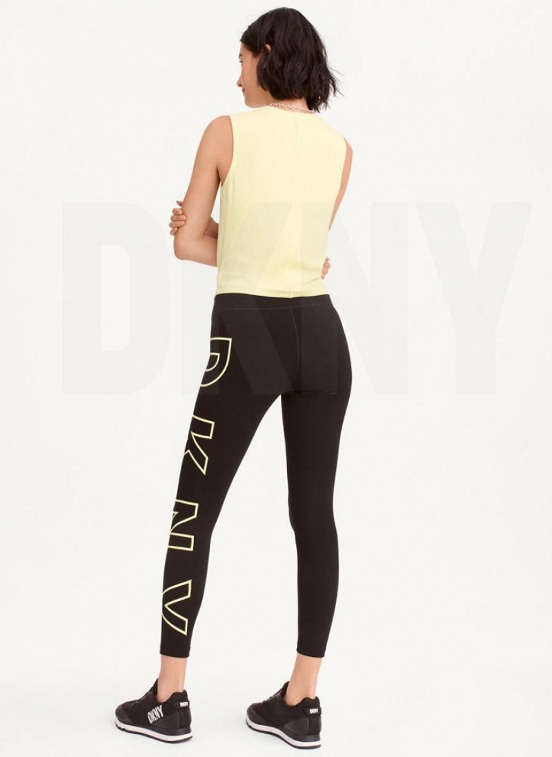 Light Green DKNY Outline Logo Women's Leggings | USA-D0268