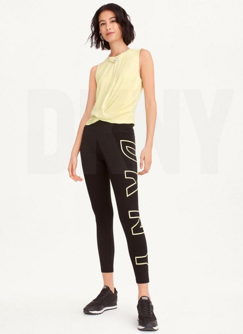 Light Green DKNY Outline Logo Women's Leggings | USA-D0268