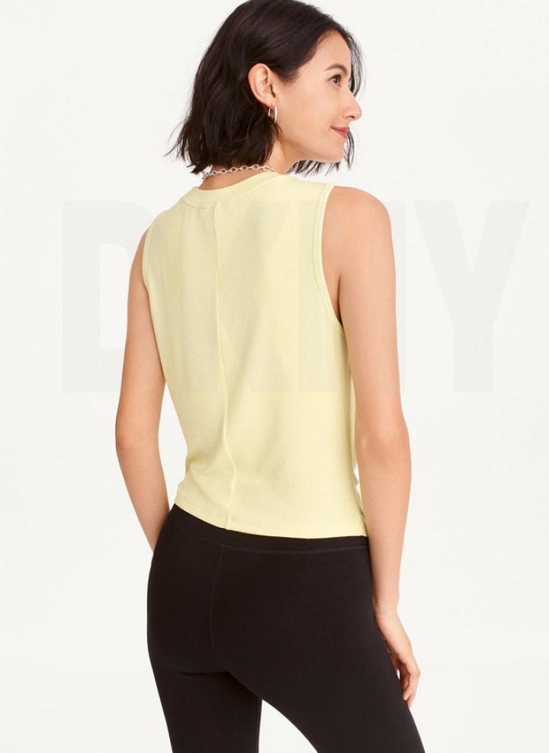 Light Green DKNY Rib Twist Front Women's Tank Tops | USA-D1349