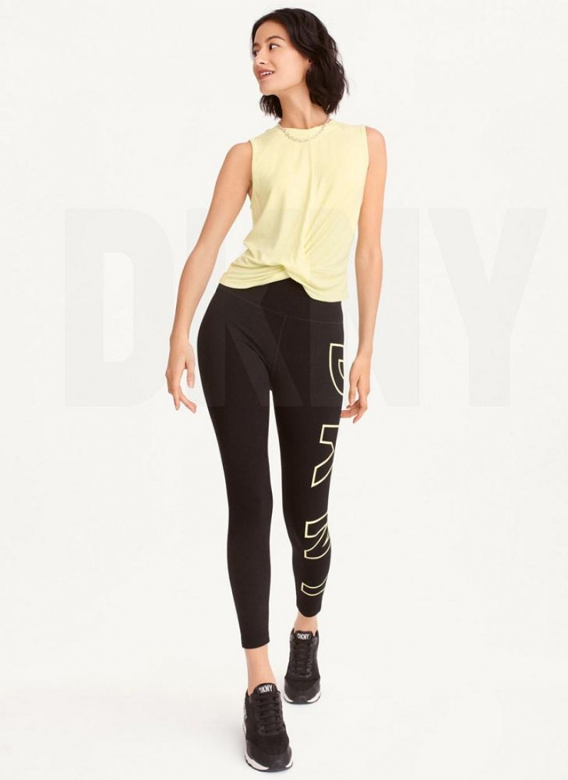 Light Green DKNY Rib Twist Front Women's Tank Tops | USA-D1349