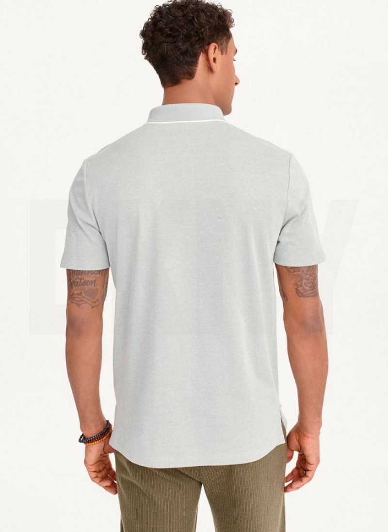 Light Grey DKNY Core Pima Cotton Pique Men's Polo Shirts | USA-D1623