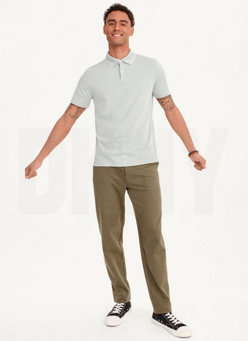 Light Grey DKNY Core Pima Cotton Pique Men's Polo Shirts | USA-D1623