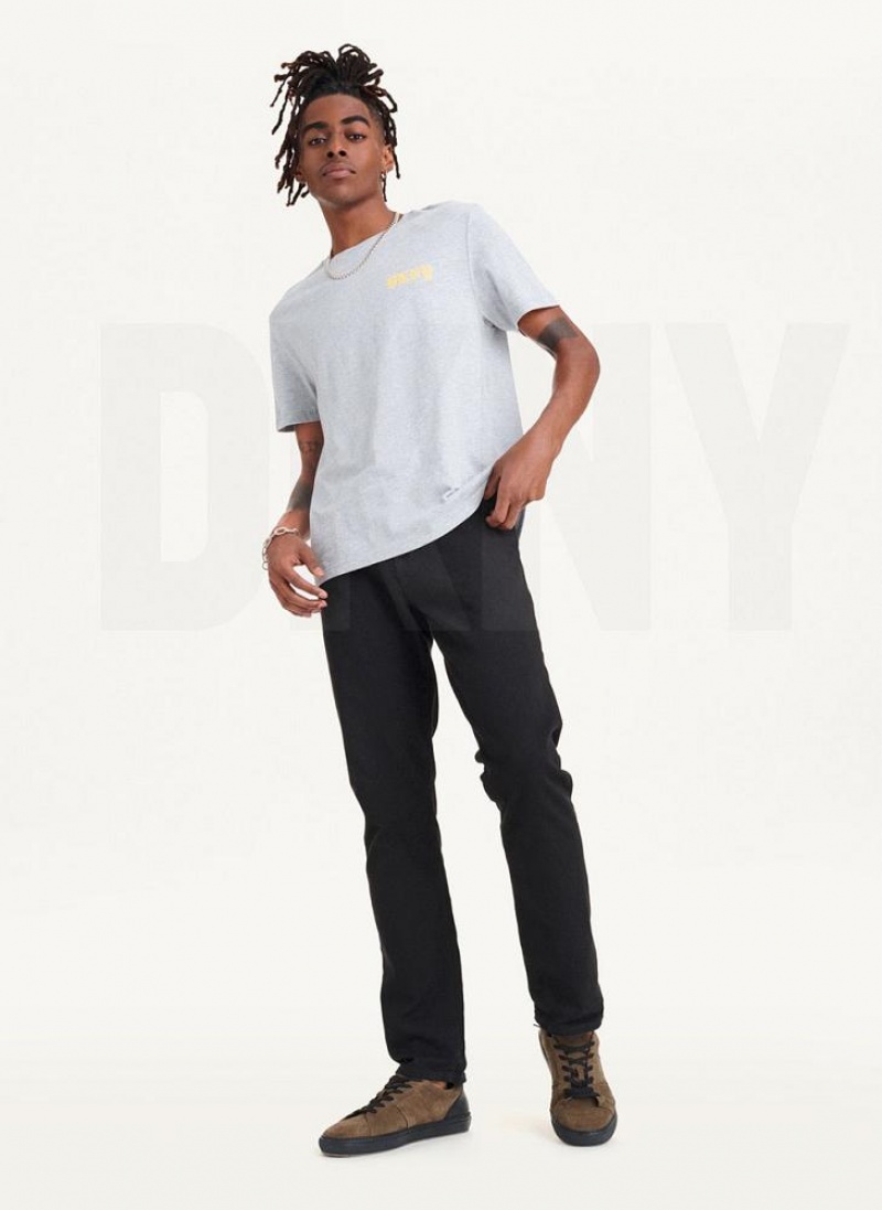 Light Grey DKNY Don't Knock New York Men's T Shirts | USA-D1359