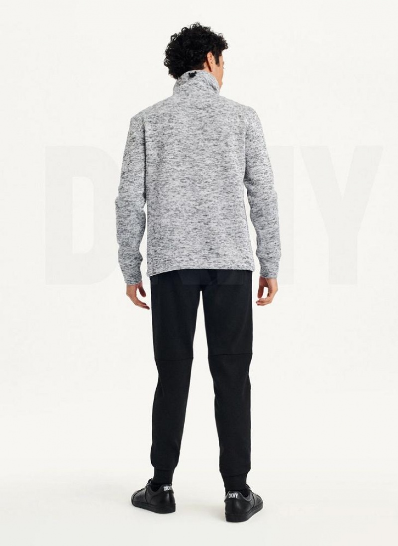 Light Grey DKNY Funnel Neck Pullover Men's Sweatshirts | USA-D0332