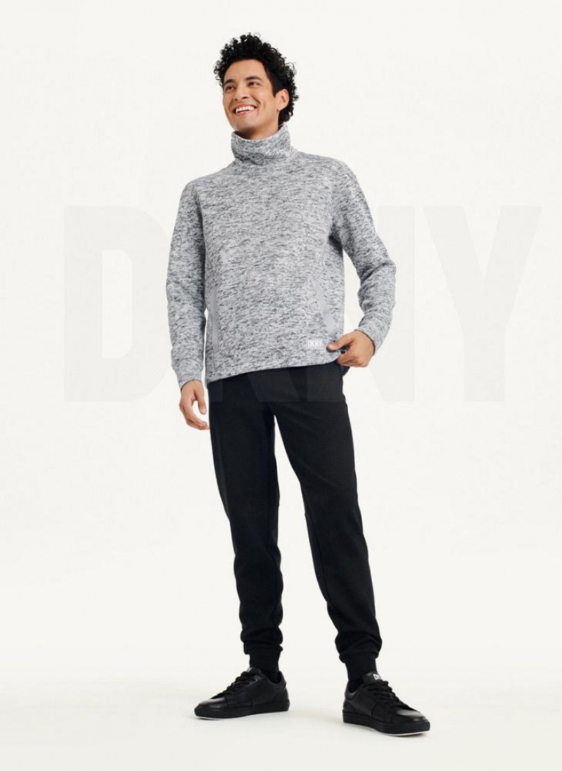 Light Grey DKNY Funnel Neck Pullover Men's Sweatshirts | USA-D0332