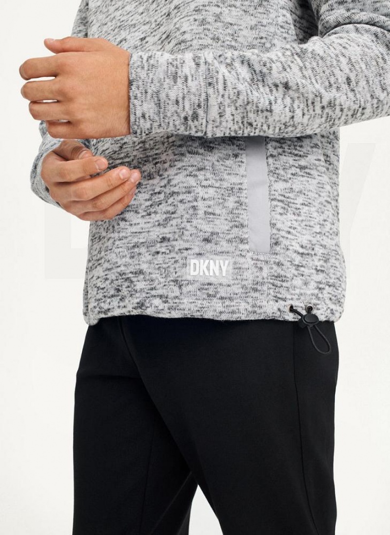 Light Grey DKNY Funnel Neck Pullover Men's Sweatshirts | USA-D0332