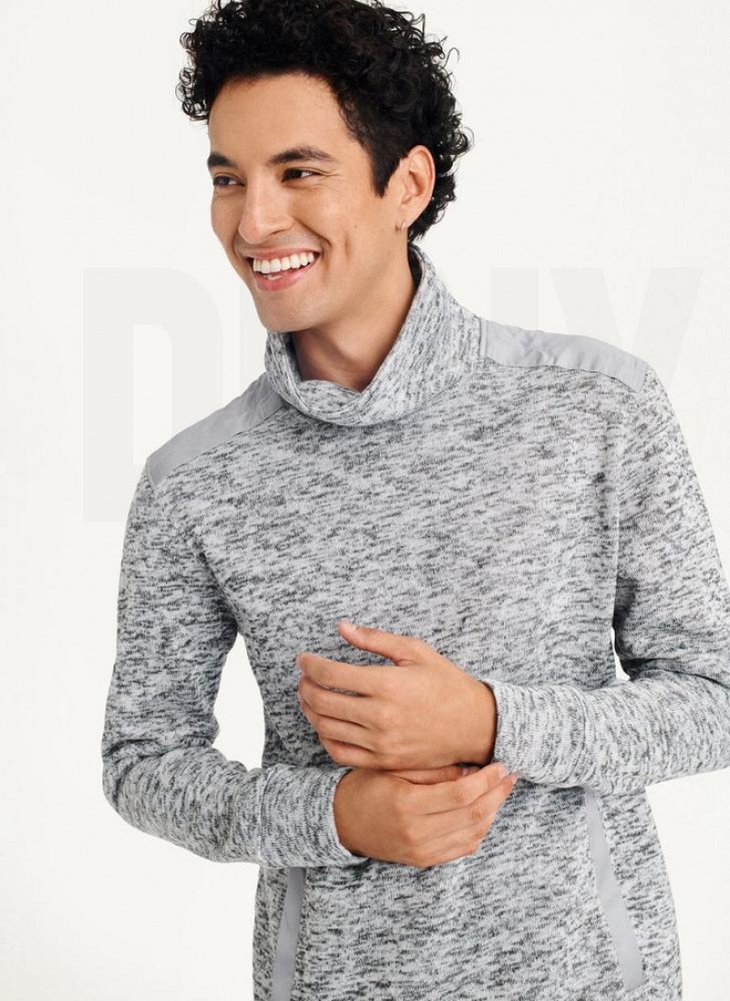 Light Grey DKNY Funnel Neck Pullover Men's Sweatshirts | USA-D0332
