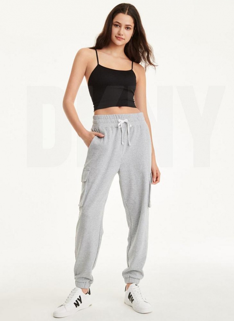 Light Grey DKNY Jersey Cargo Women's Joggers | USA-D0184