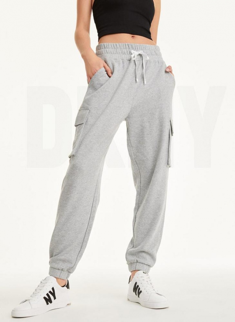 Light Grey DKNY Jersey Cargo Women's Joggers | USA-D0184