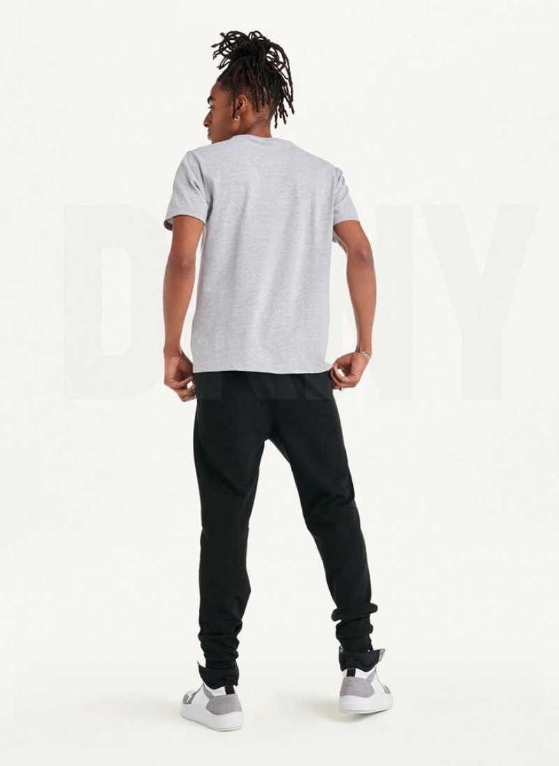Light Grey DKNY Susnet Logo Men's T Shirts | USA-D1023