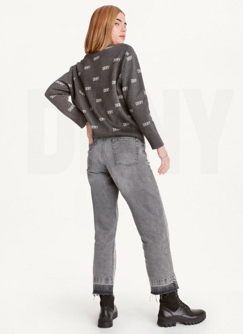Light Grey Wash DKNY Kent High Rise Straight Leg Women's Jeans | USA-D1155