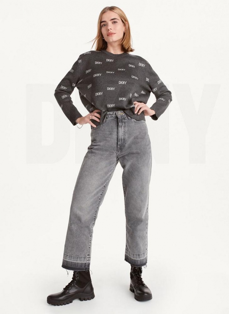 Light Grey Wash DKNY Kent High Rise Straight Leg Women's Jeans | USA-D1155