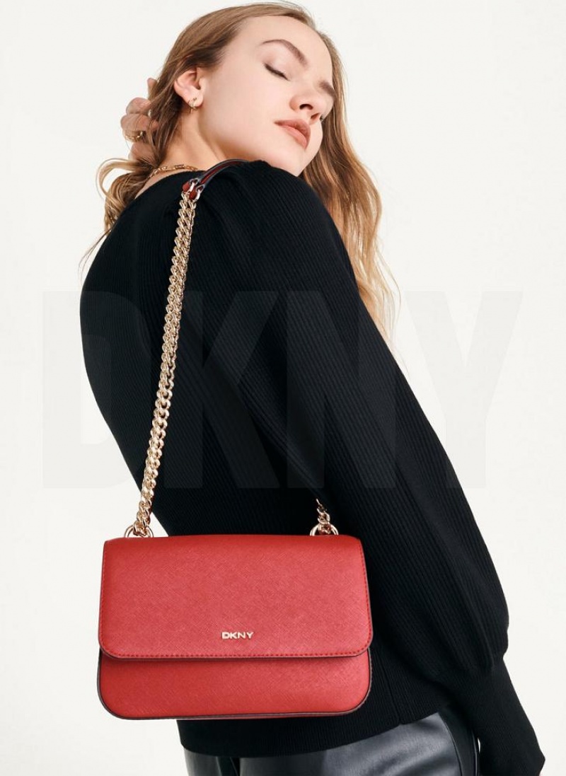 Light Red DKNY Sina Flap Bags Shoulder Bags | USA-D1786