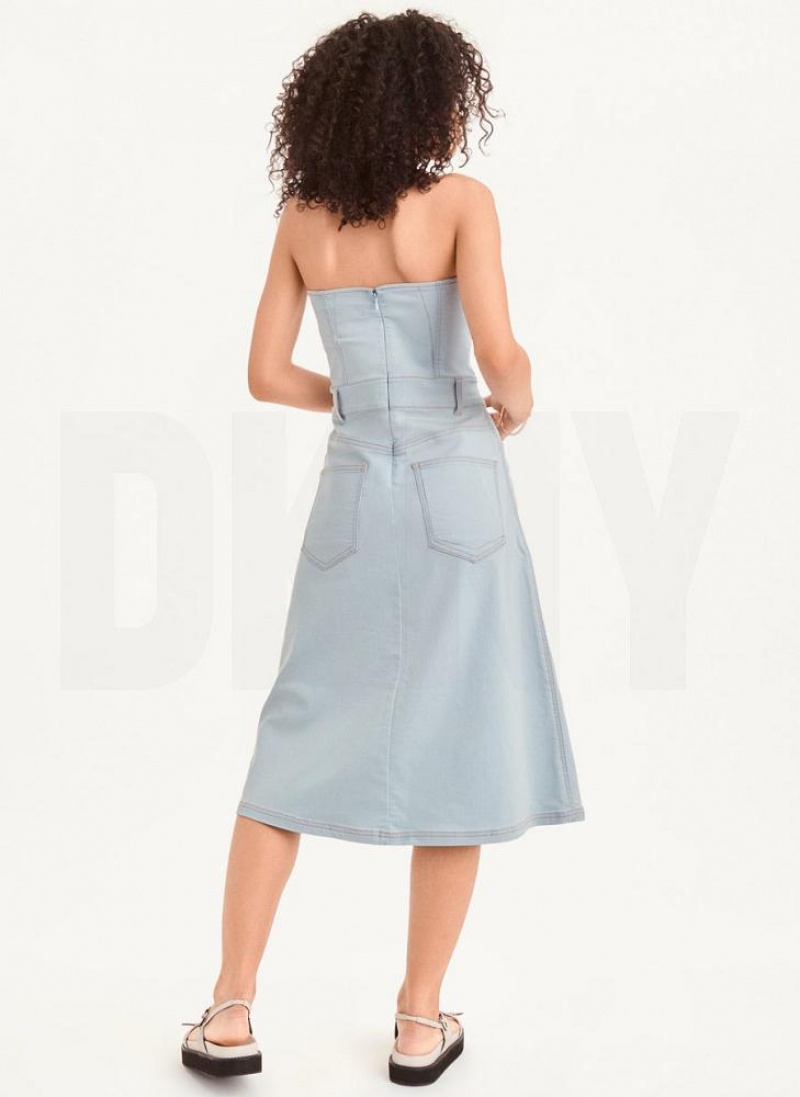 Light Wash DKNY Corset Women's Dresses | USA-D1216