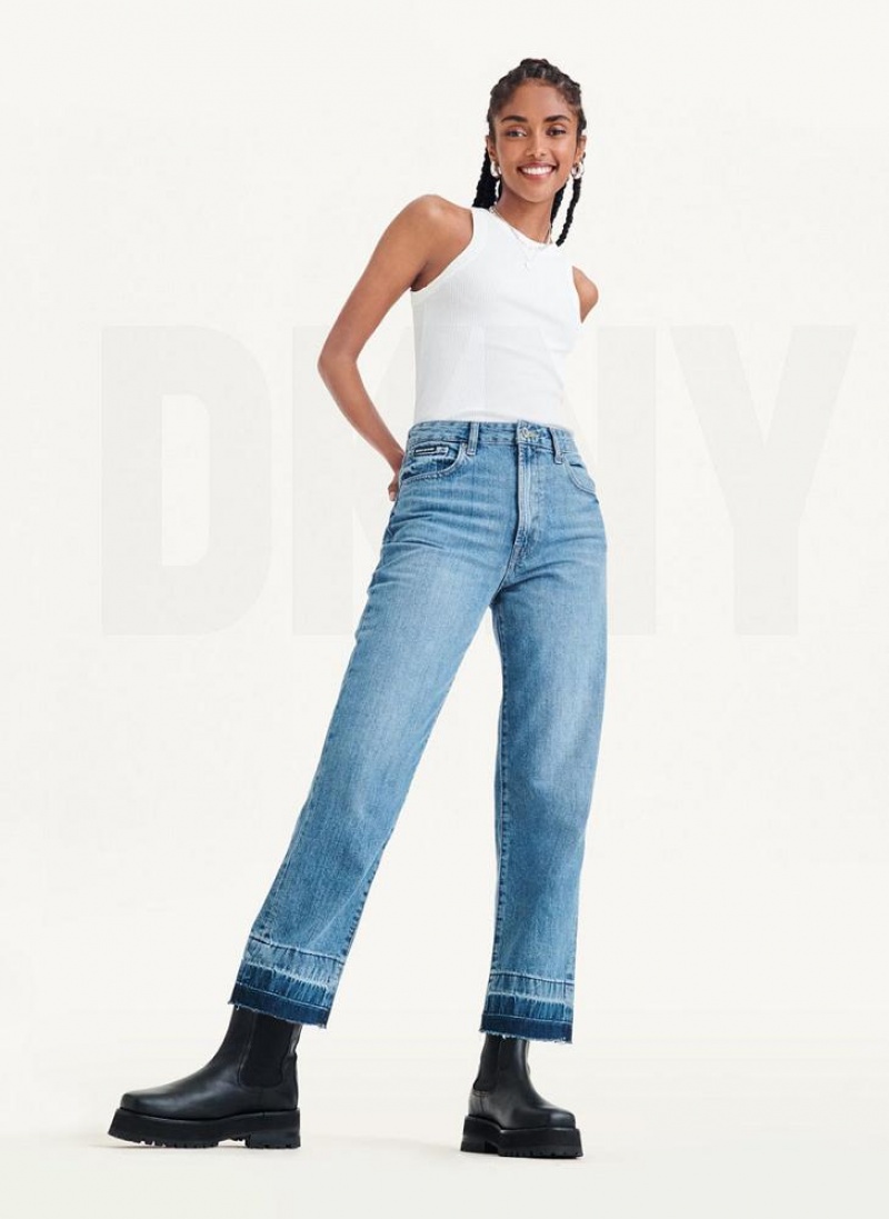Light Wash DKNY Kent High Rise Straight Leg Women's Jeans | USA-D0371