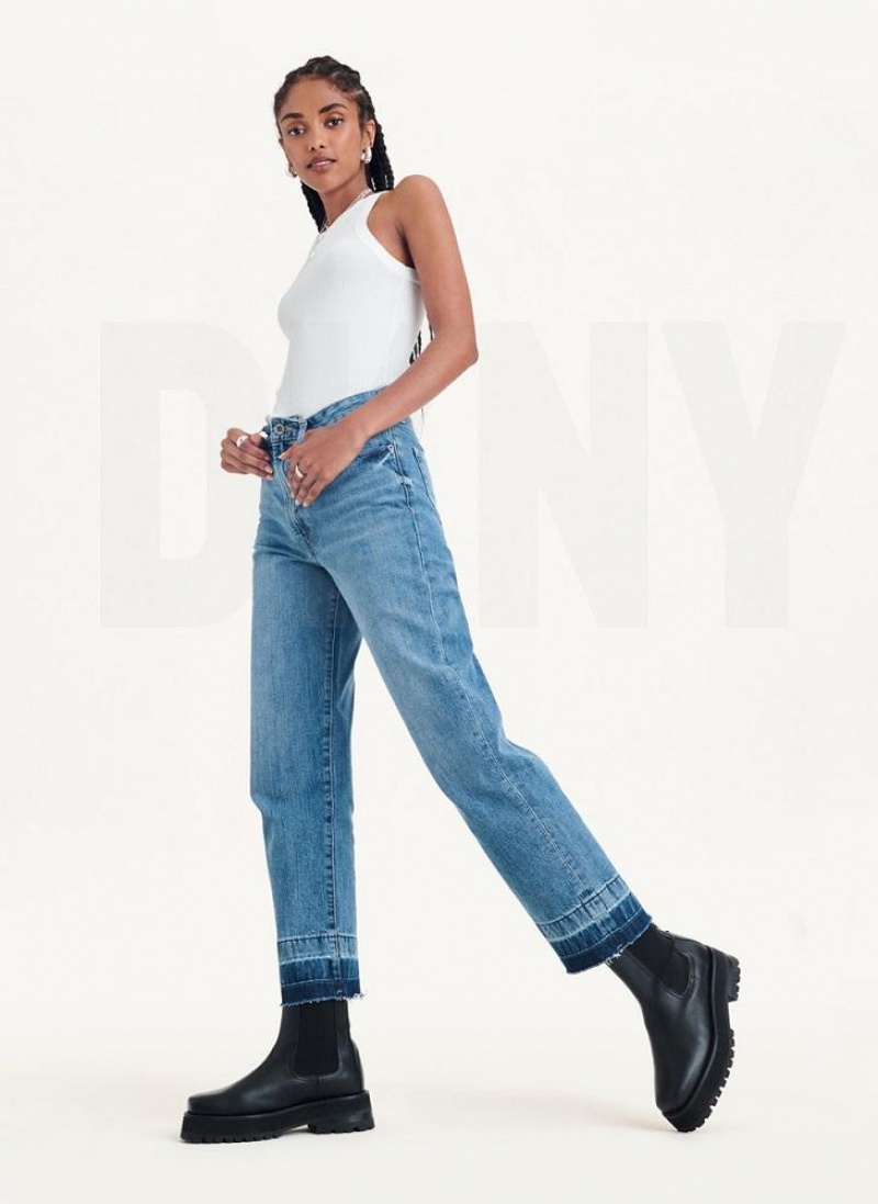 Light Wash DKNY Kent High Rise Straight Leg Women's Jeans | USA-D0371