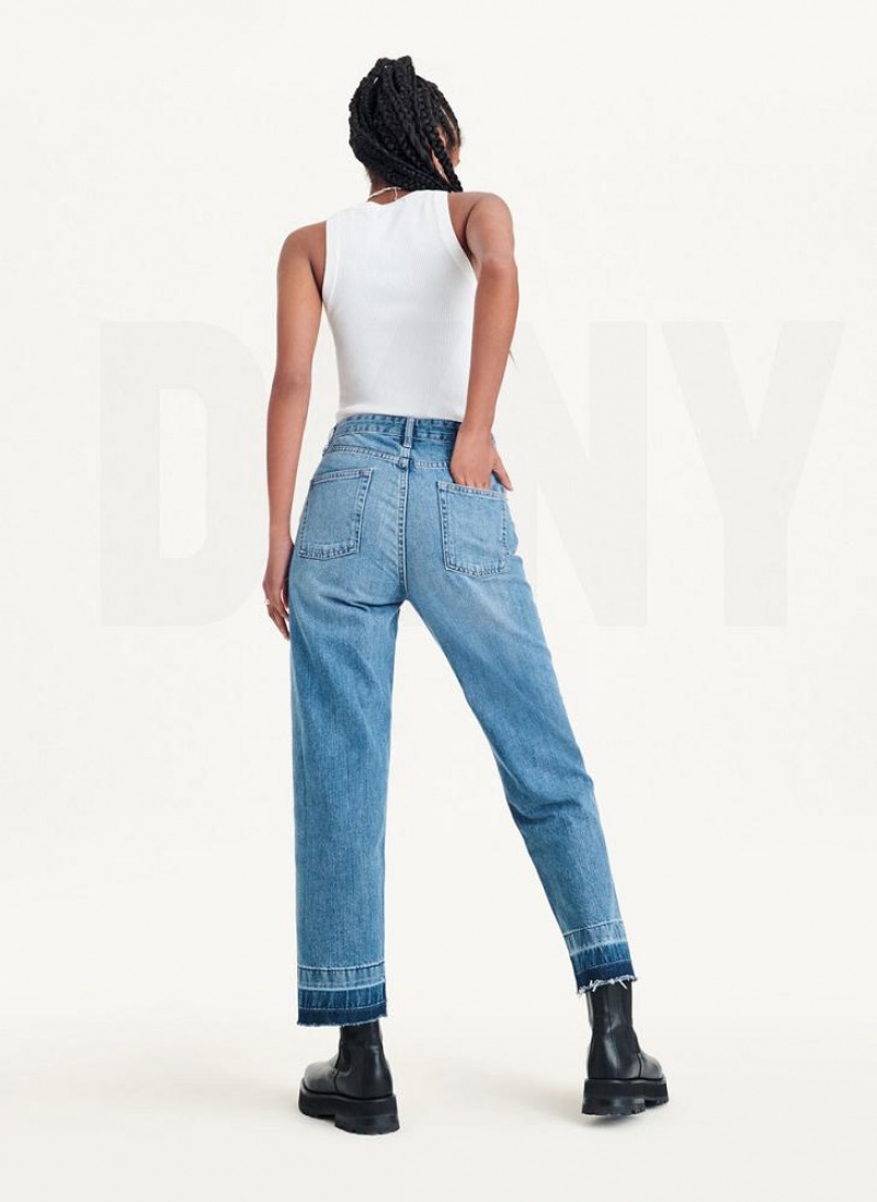 Light Wash DKNY Kent High Rise Straight Leg Women's Jeans | USA-D0371