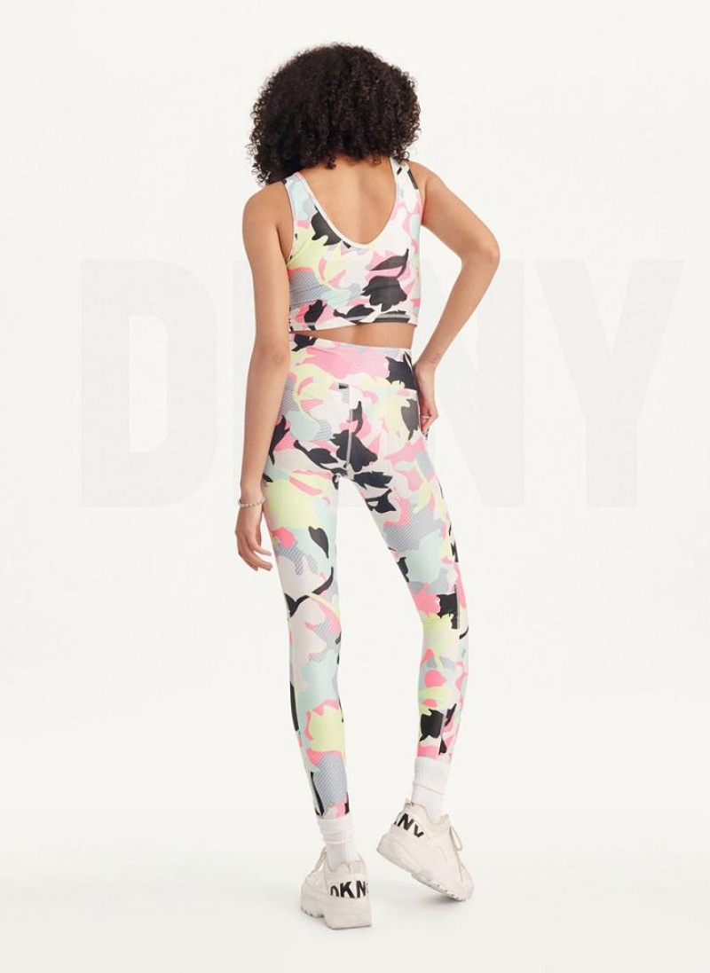 Multicolor DKNY Camo Floral Print High Waist With Pocket Women's Leggings | USA-D1590