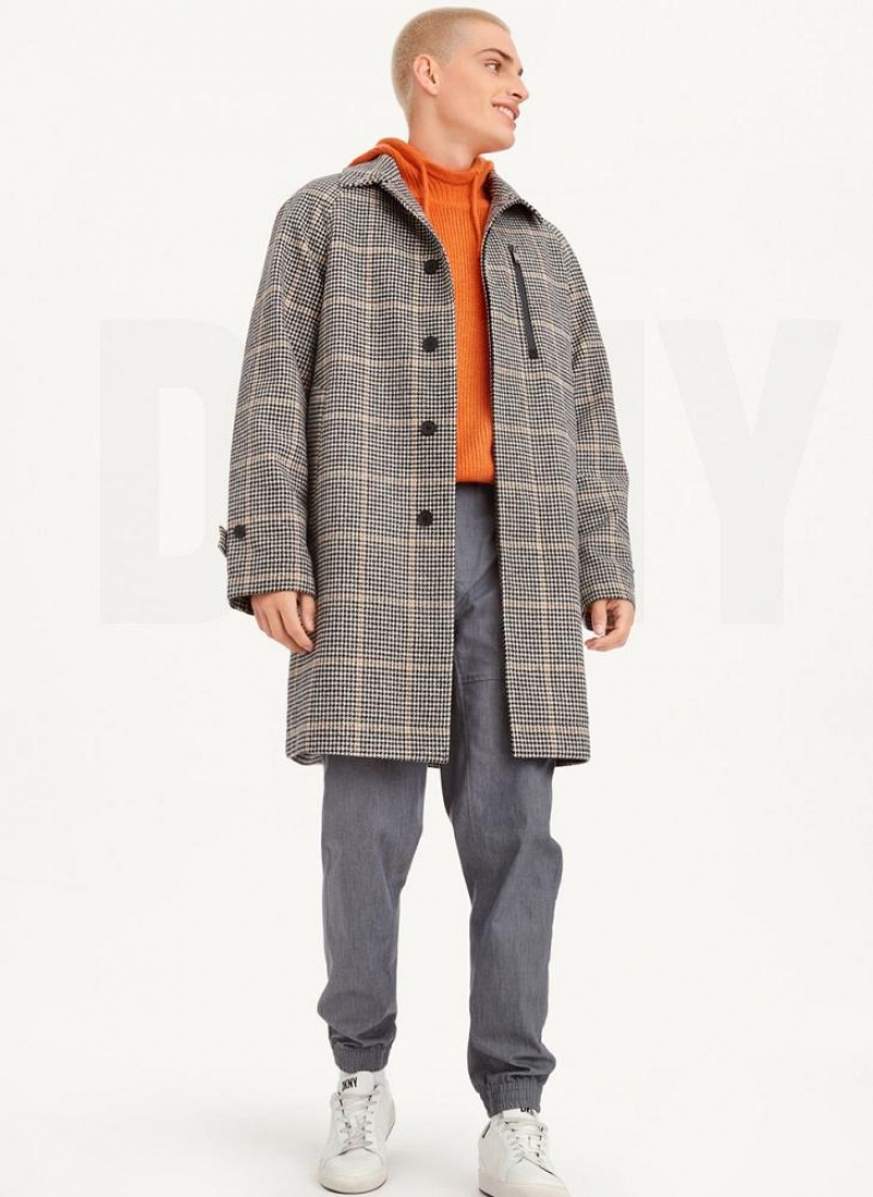 Multicolor DKNY Long Sleeve Oversized Plaid Men's Coats | USA-D0407