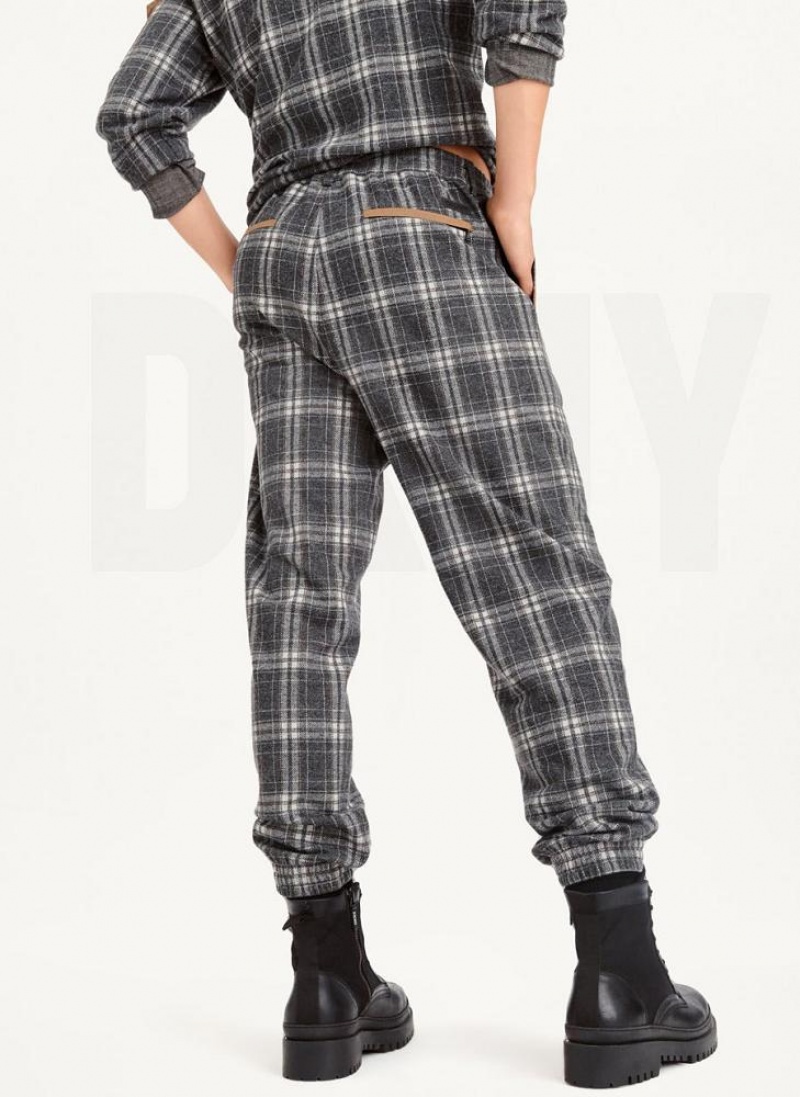 Multicolor DKNY Nylon Trim Plaid Men's Joggers | USA-D1622