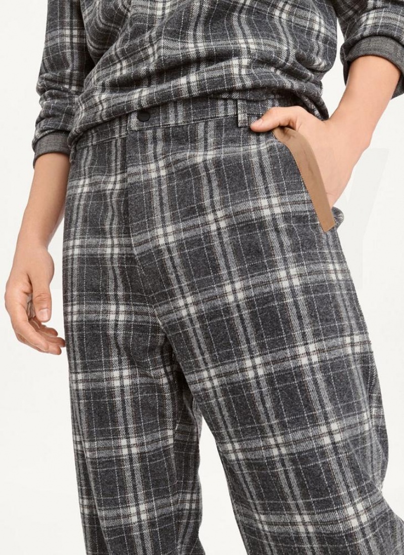 Multicolor DKNY Nylon Trim Plaid Men's Joggers | USA-D1622
