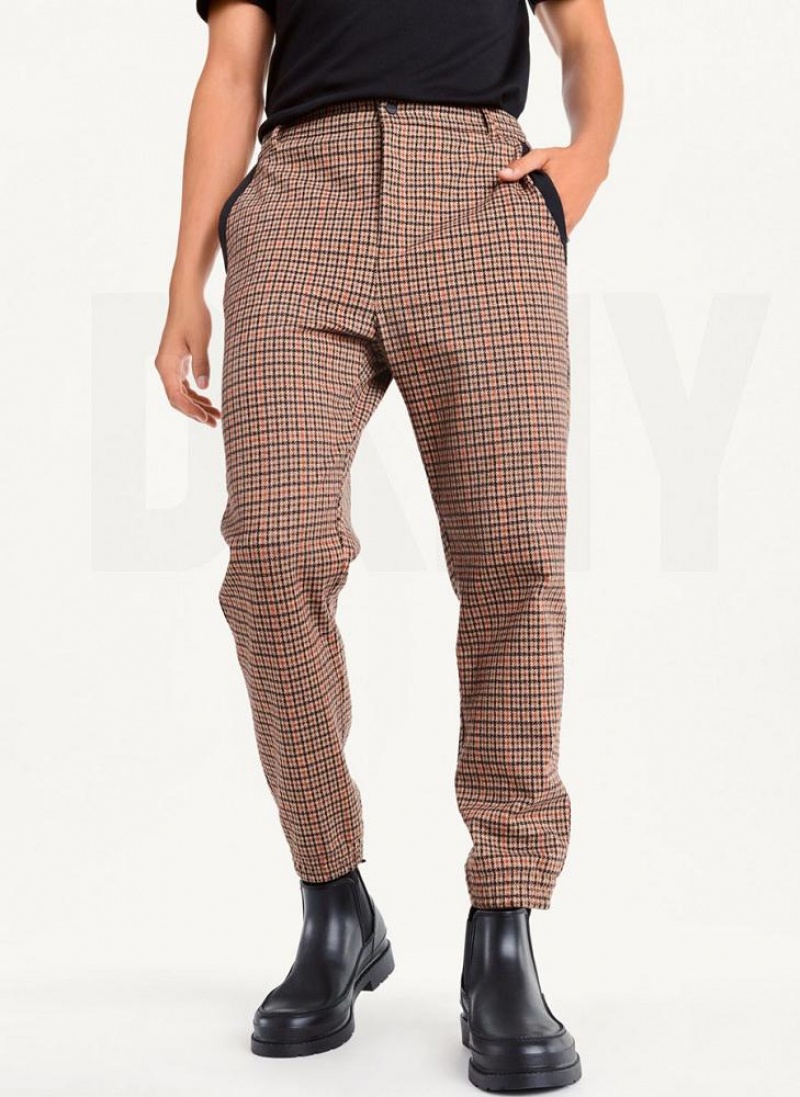 Multicolor DKNY Plaid Contrast Cargo Men\'s Joggers | USA-D1977