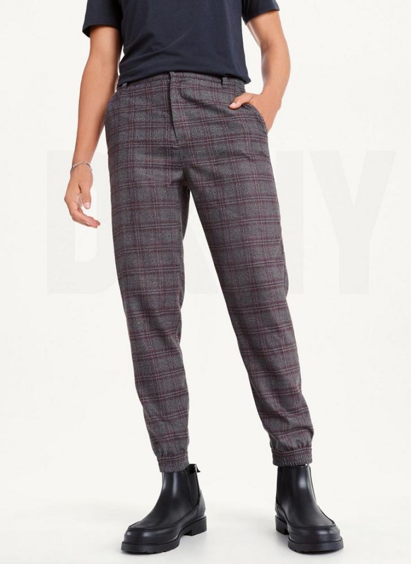 Multicolor DKNY Plaid Men\'s Joggers | USA-D1585