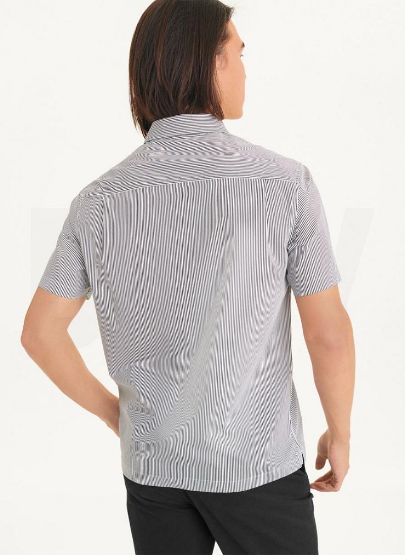 Multicolor DKNY Stripe & Floral Panel Men's Shirts | USA-D1246