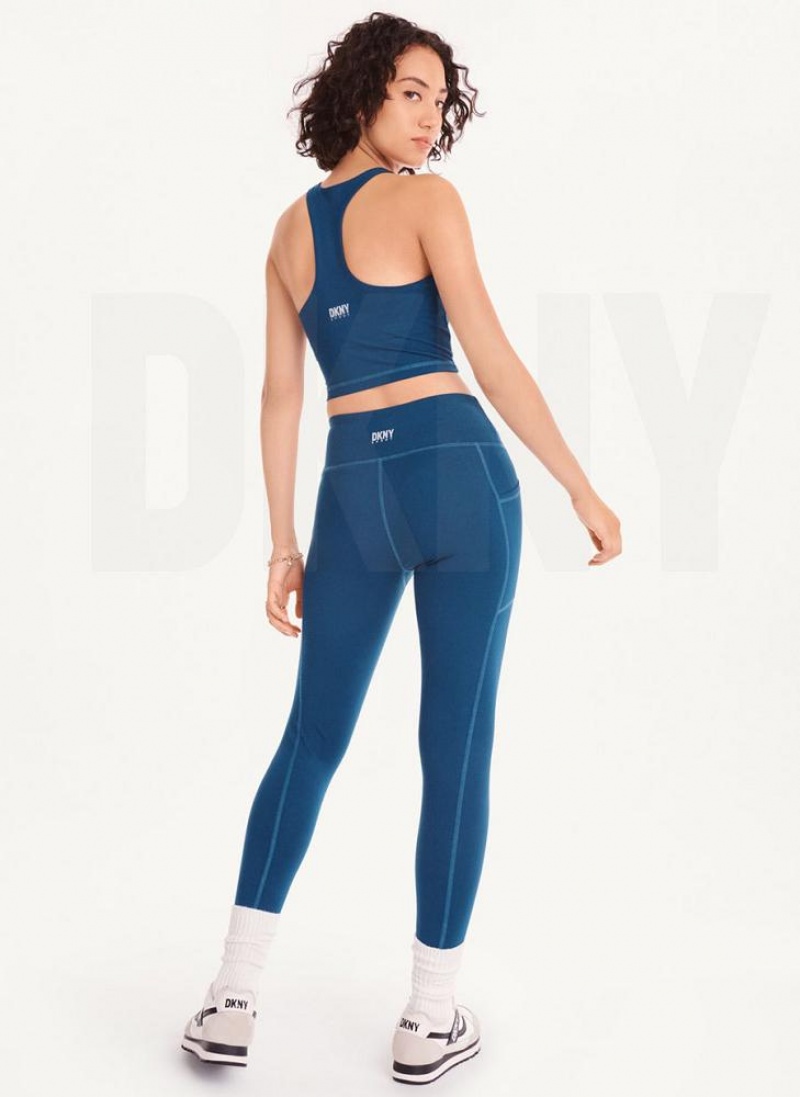 Navy DKNY Balance High Waist Women's Leggings | USA-D1392