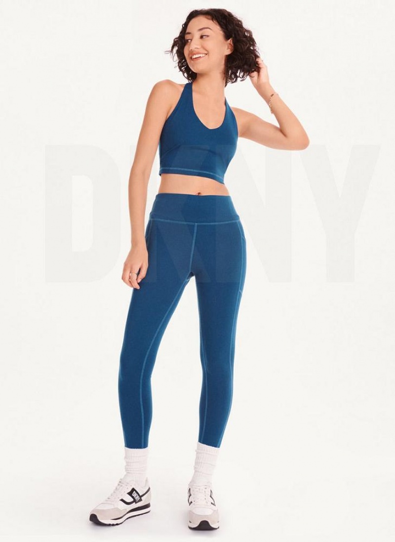Navy DKNY Balance High Waist Women's Leggings | USA-D1392