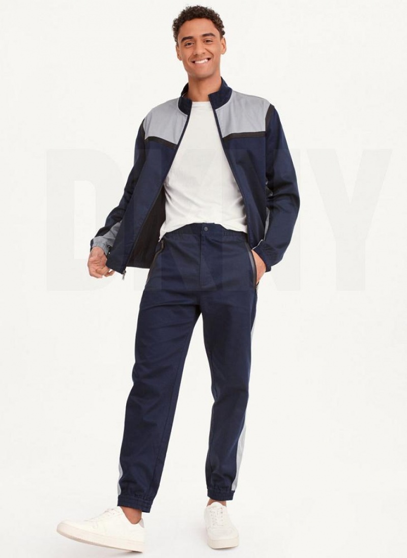 Navy DKNY Colorblock Track Men's Pants | USA-D0622
