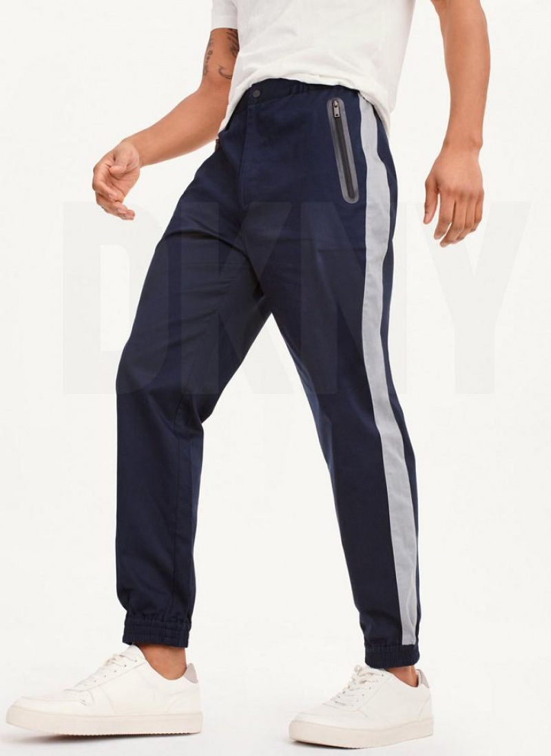 Navy DKNY Colorblock Track Men\'s Pants | USA-D0622