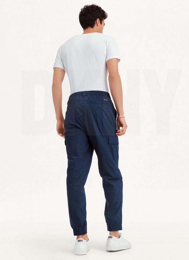 Navy DKNY Cotton Poplin Washed 4 Pocket Men's Joggers | USA-D1777