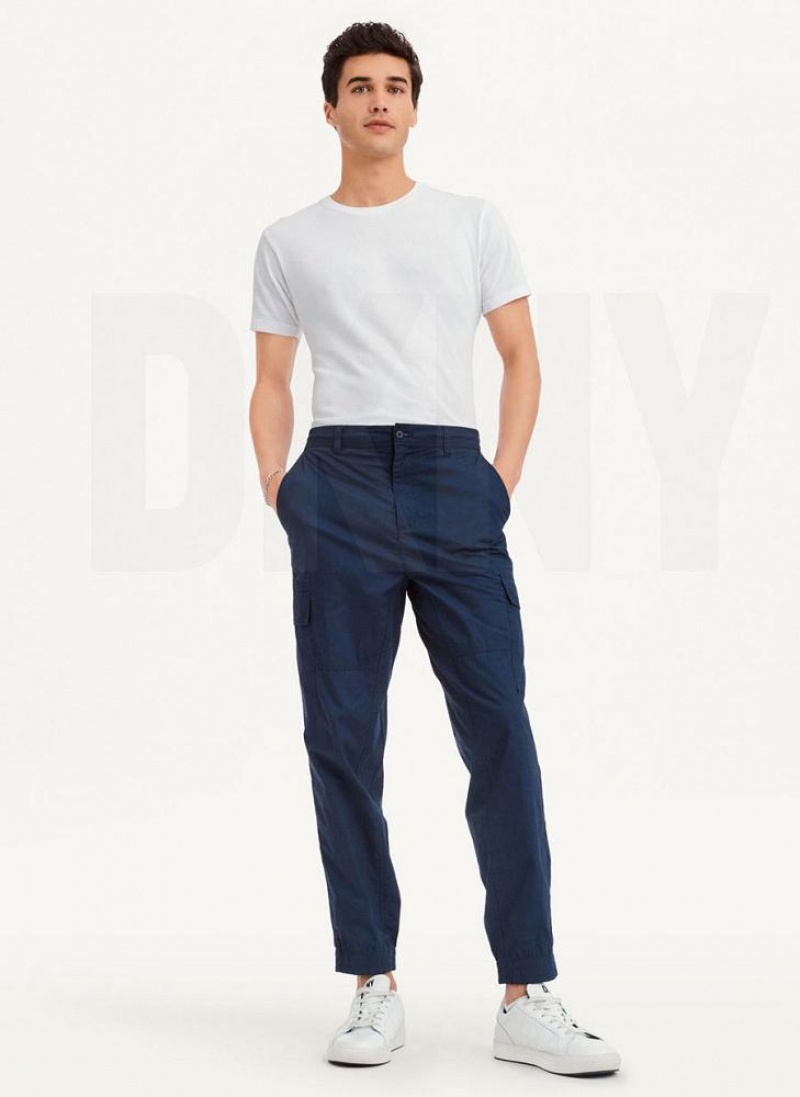 Navy DKNY Cotton Poplin Washed 4 Pocket Men's Joggers | USA-D1777