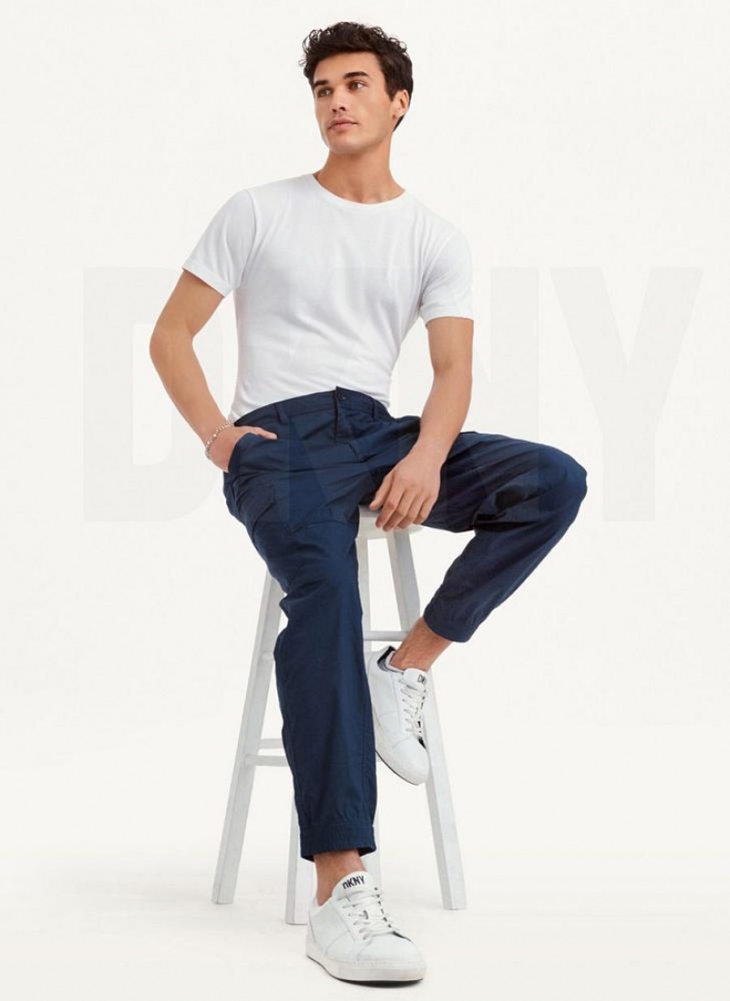 Navy DKNY Cotton Poplin Washed 4 Pocket Men's Joggers | USA-D1777