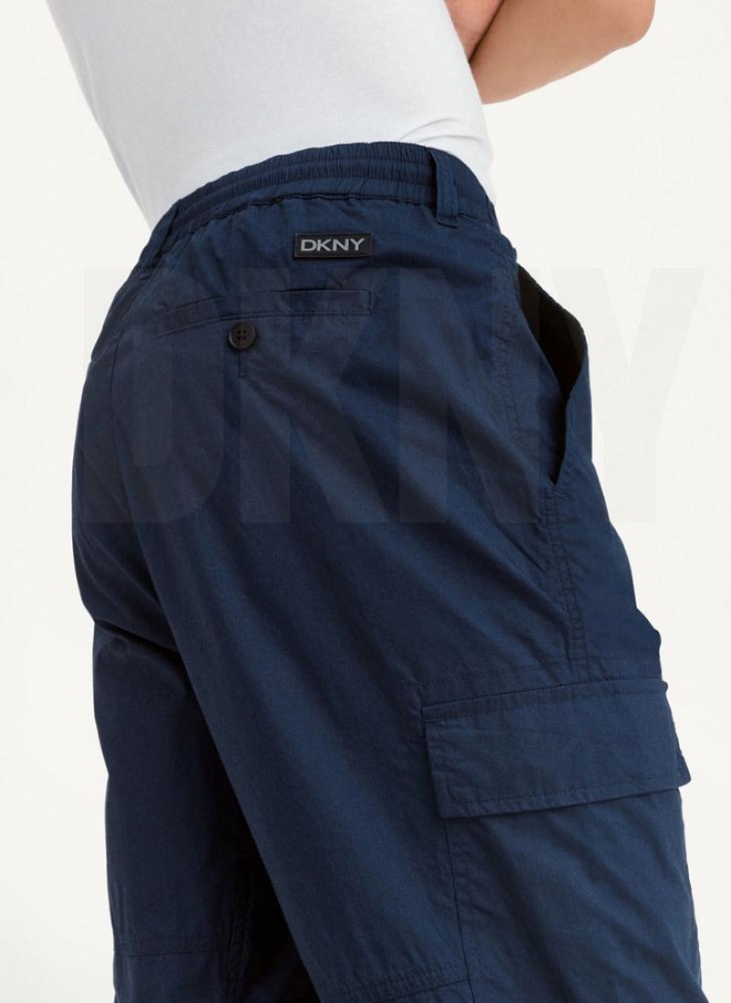 Navy DKNY Cotton Poplin Washed 4 Pocket Men's Joggers | USA-D1777
