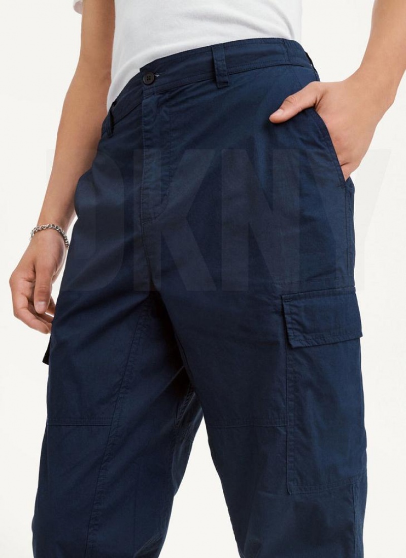Navy DKNY Cotton Poplin Washed 4 Pocket Men's Joggers | USA-D1777